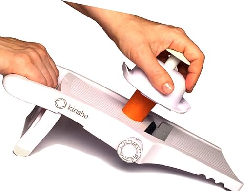 Mandolina cortadora de mandolina ajustable | El mejor cortador de mano para alimentos de calabacín y patata | Hoja de acero profesional - Protector