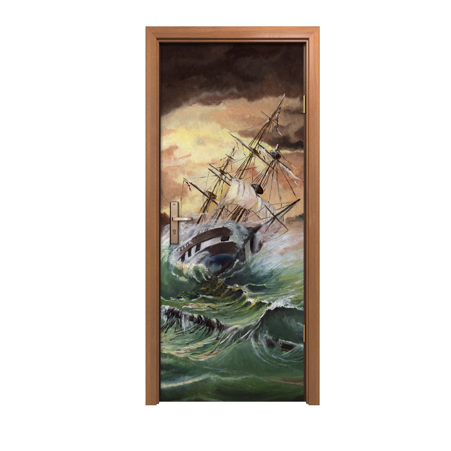 Autocollant de porte navire bateau océan waves sticker 90x200