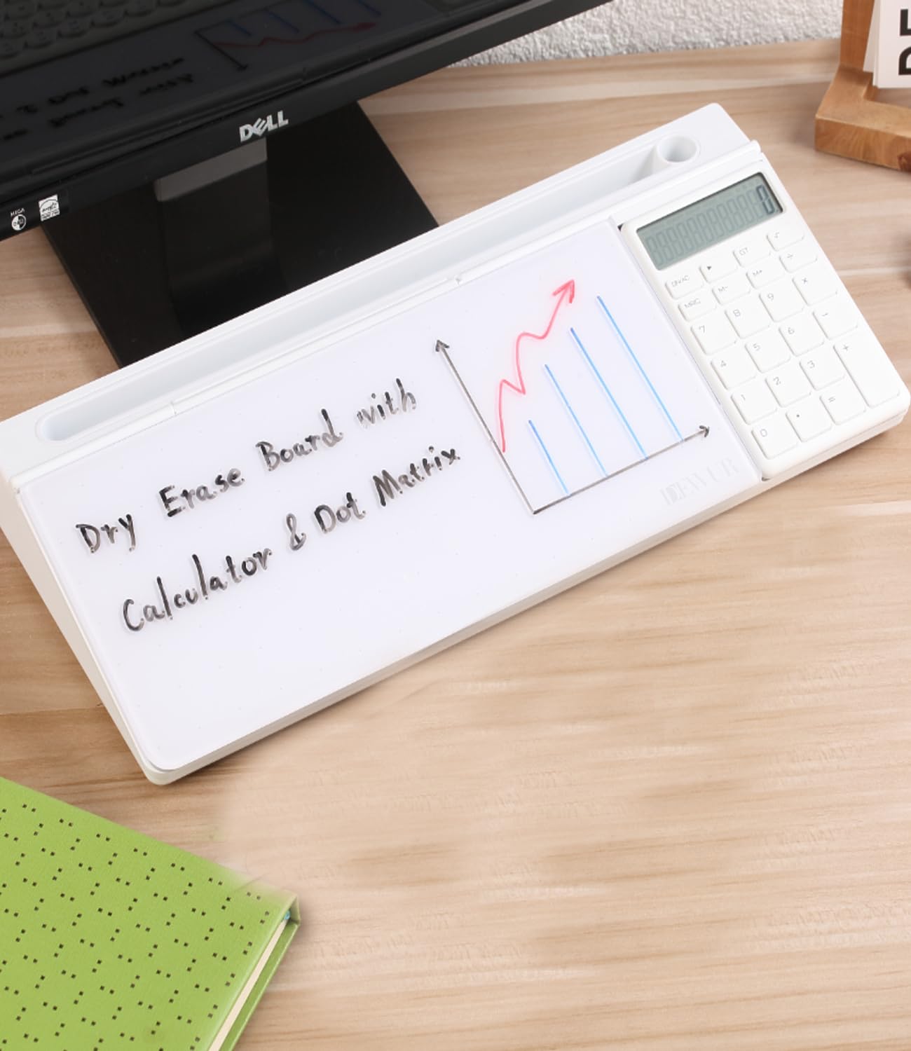 DEWUR Tableau Blanc en Verre pour Bureau - Support pour Téléphone Portable, Tablette et Clavier - Organiseur de Bureau avec Accessoires pour la Maison