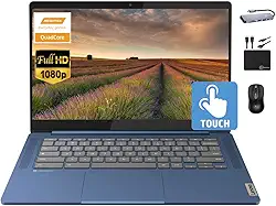 Lenovo Chromebook 14 Touchscreen Slim Laptop Business Student, 8-Core MediaTek Kompanio 520, 4GB RAM, 128GB Storage (64GB eMMC+64GB Card), WiFi 6, Long Battery, Chrome OS+MarxsolAccessor