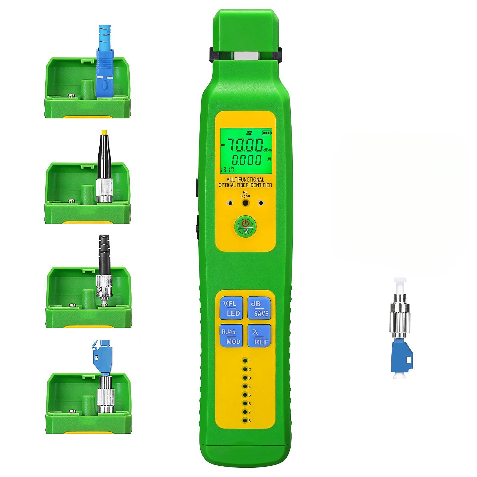 5-in-1 with RJ45 OPM LED Lighting A-507 Live Fiber Optic identifier with OFI Single Mode/Multi Mode Fiber Optic Cable identifier Detector FTTH Tool