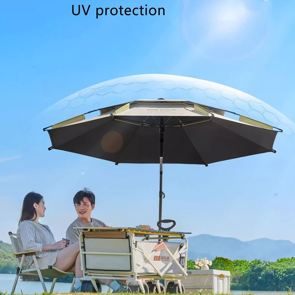 Parasol Tarasowy, Wiatroszczelny Parasol Stołowy z Kotwicą do Piasku, Regulowana Ochrona Przeciwsłoneczna do Basenu, Ogrodu i Podróży(Beige,260cm/8.5ft)