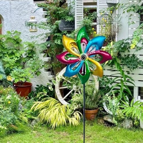 Molino de viento para césped con estaca ideal para dar color a patios apagados 7