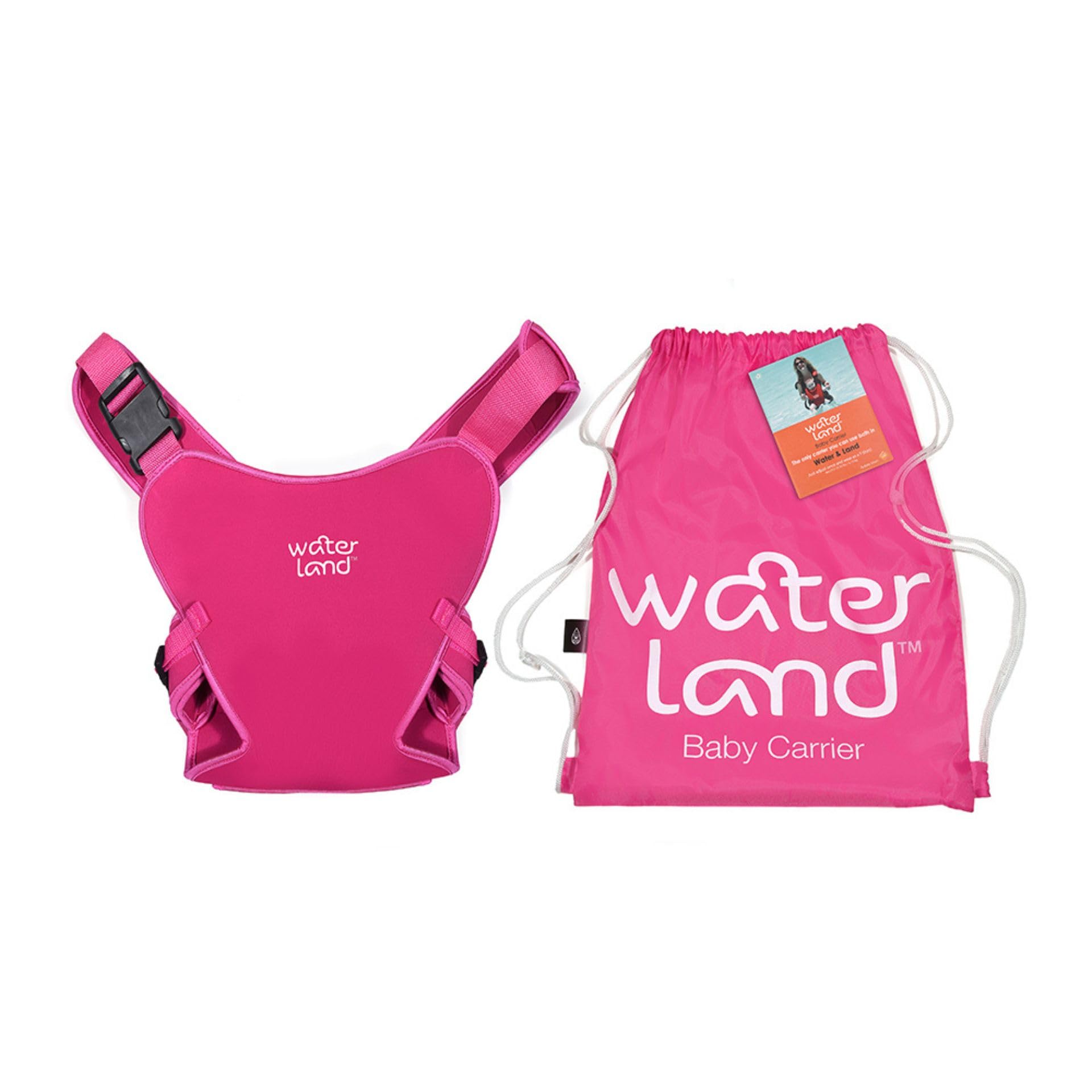 WaterLand Marsupio innovativo seggiolino per acqua e terra, rosa, cinghia toracica impermeabile per bambini con cinghie regolabili, seggiolino leggero per il trasporto per piscina e spiaggia