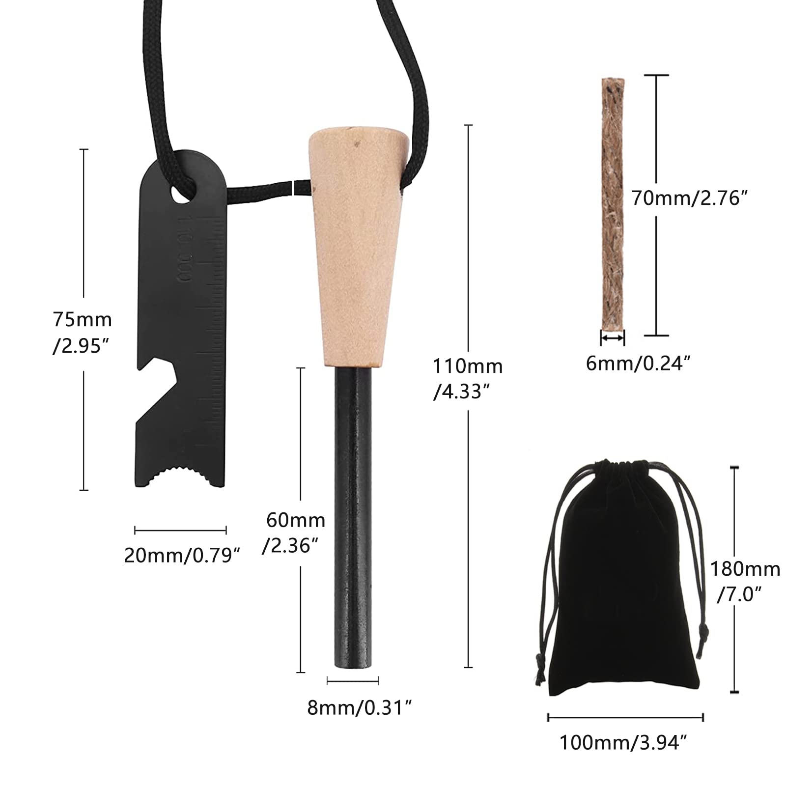 Lot De 2 Briquets Silex Magnésium – Outil De Survie Extérieur Camping Incendie Secours