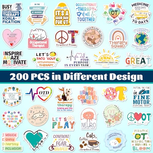 YTSQLER Occupational Therapy Stickers 200 PCS OT Stickers Bulk for Laptop Binders Water Bottle Occupational Therapist Gifts for Women Students Coworkers Adults - Image 5