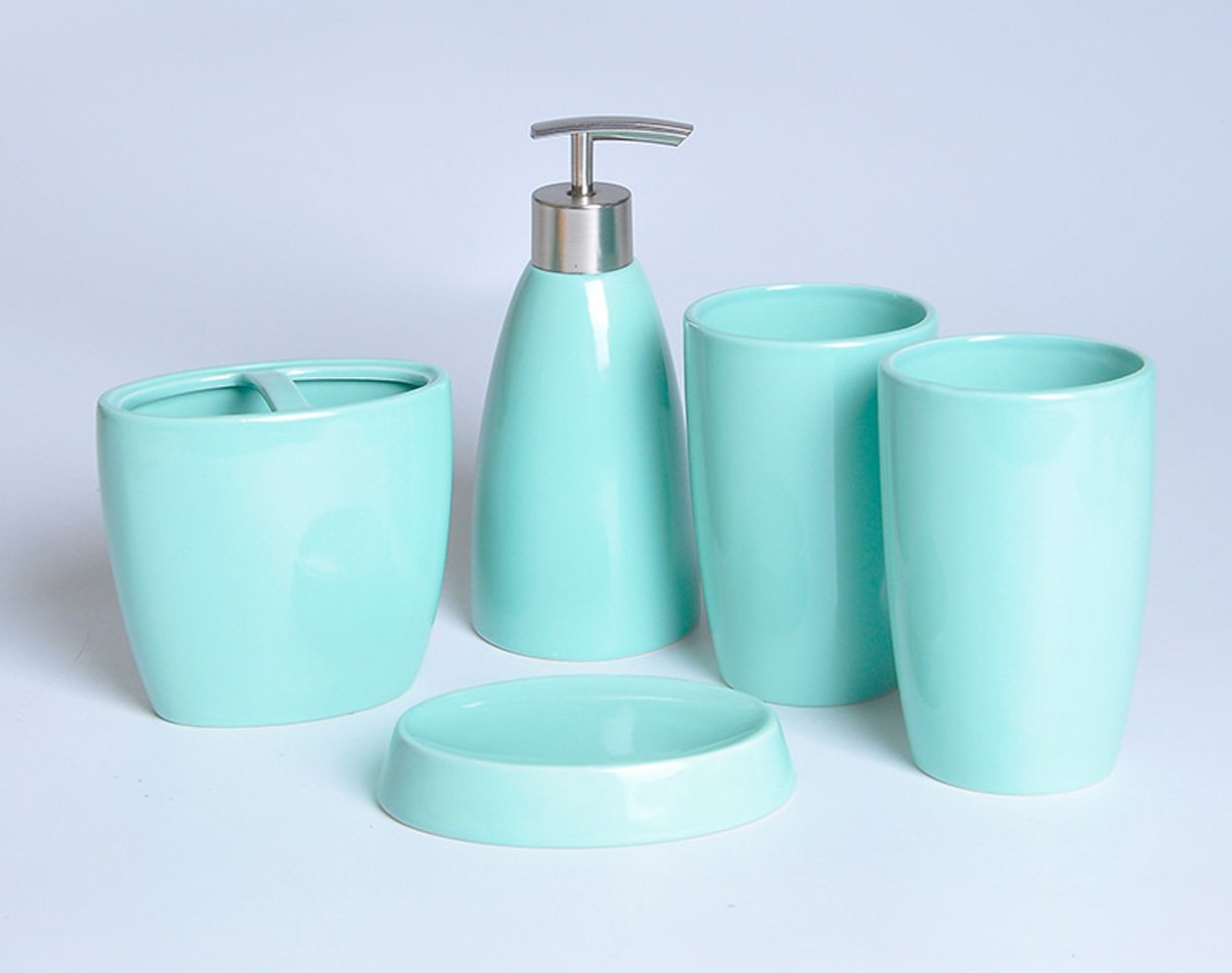 YOURNELO Lovely Macaron Bathroom Accessories Set of 5 Pcs (Green)