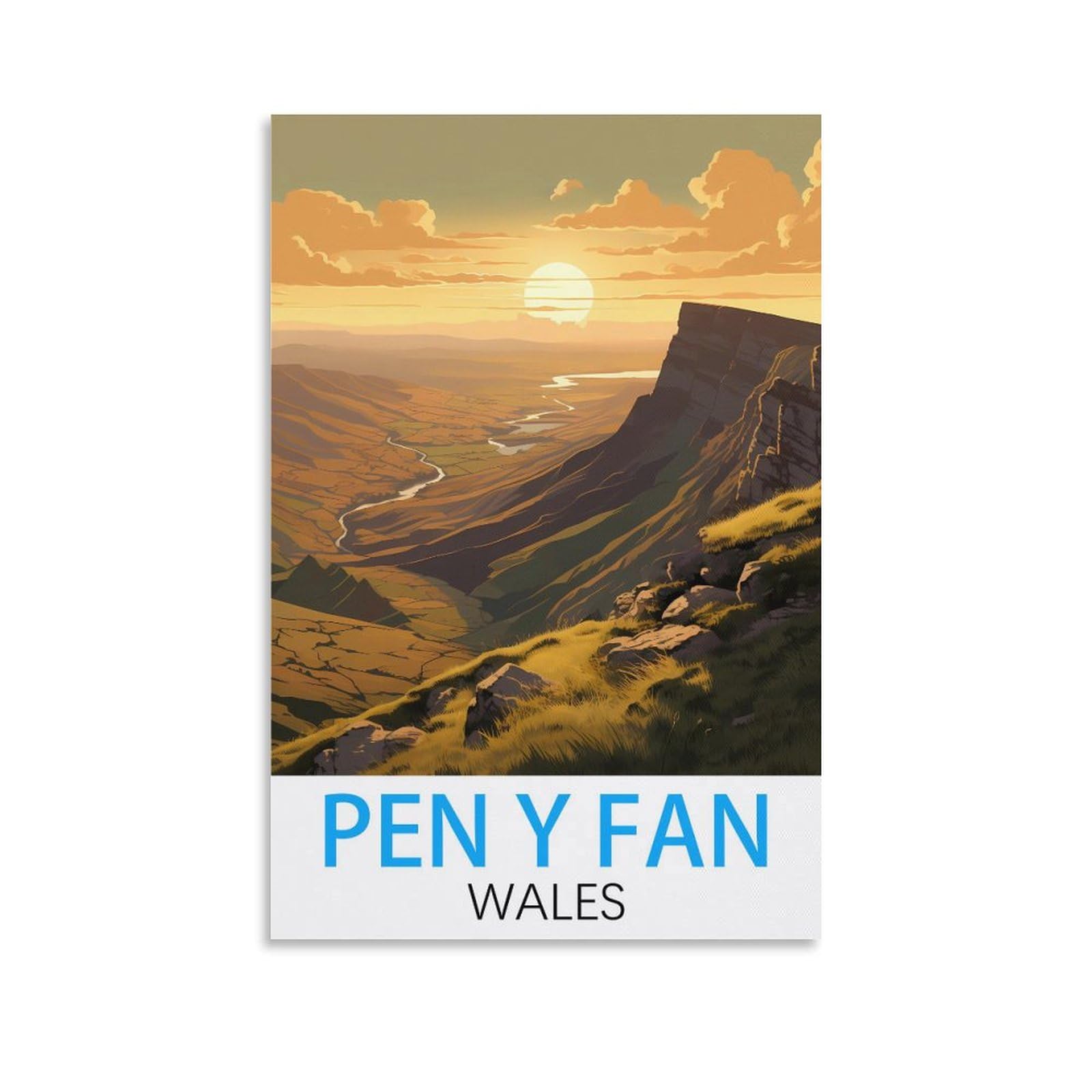 HSAYYIII Pen Y Fan Wales Vintage Travel Poster 08x12inch(20x30cm) Canvas Art Poster And Wall Art Picture Print Bedroom Decor