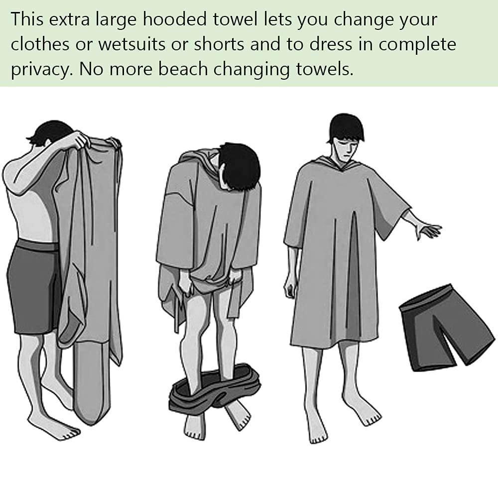L&P Poncho 3 En 1 | Aide Au Déménagement | Manteau De Plage | Poncho De Bain En Microfibre | Serviette De Plage | Serviette De Plage Pour Homme Et Femme