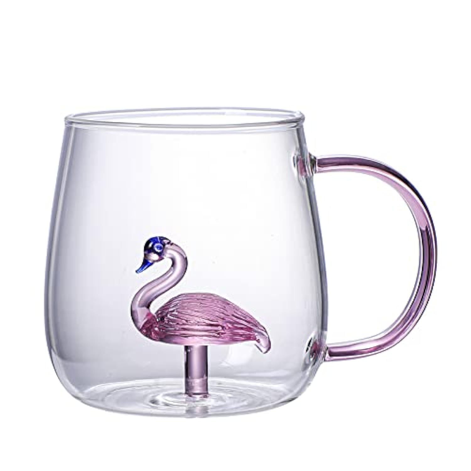 QIANSHENG3D Coffee Mug Borosilicate Glass Cute Animal Inside Cup Cartoon Figurine Teacup for Women Men, 13.5oz