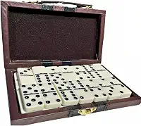 VxGroup Dominó de Osso Profissional 10mm com Maleta Couro 28 Peças
