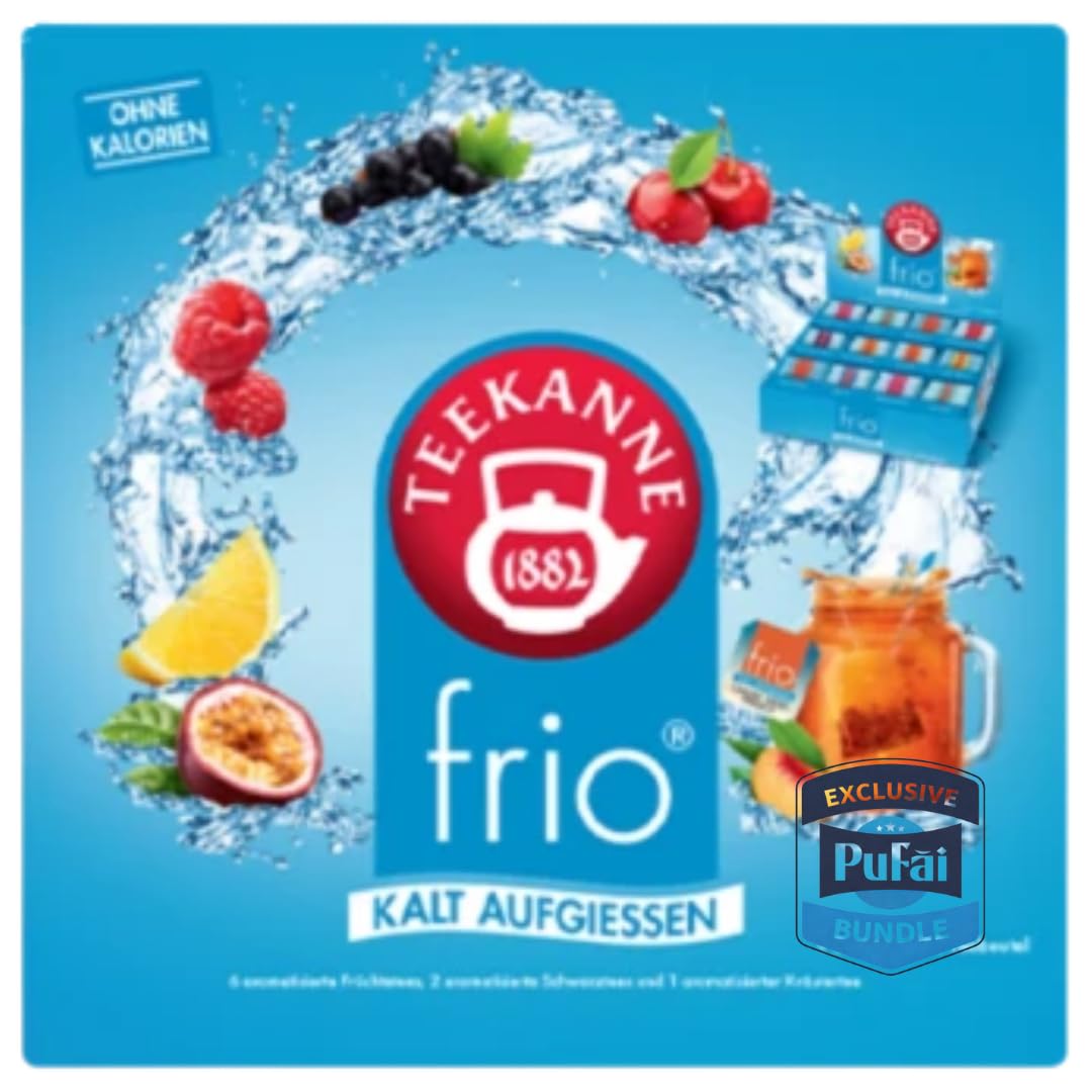 PUFAI Bundle – Teekanne Kalt aufgießbarer Tee Mix Box – 9 Sorten | 180 Teebeutel | Frucht- & Schwarztee für kalte Zubereitung – 450 g