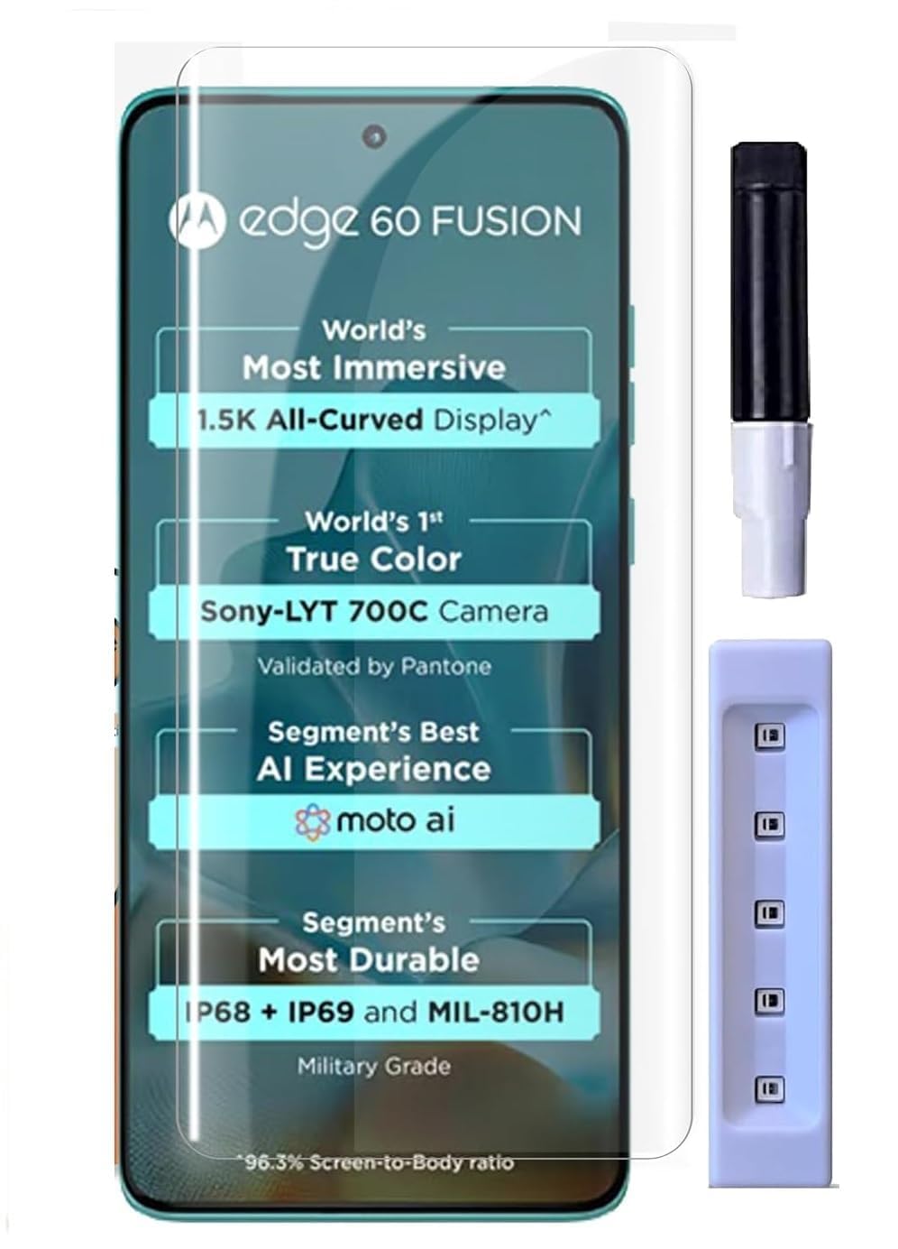 XDesign Tempered Glass Screen Protector Compatible For Motorola Moto Edge 60 Fusion 5G(Transparent) Edge-To-Edge Full Screen Coverage UV With Easy Installation,Pack Of 1-picture-19