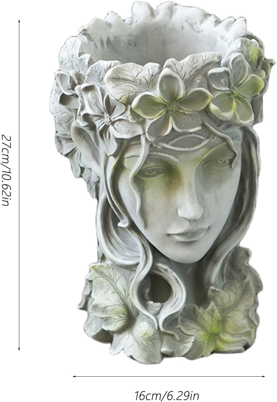 Amazon.co.jp: ギリシャの女神ヘッドプランター、装飾的な樹脂植木鉢、レトロな妖精の女神像多肉植物ポット、庭の家のための屋内屋外花植物コンテナ-30x34x17cm（12x13x7inch）  : DIY・工具・ガーデン 女神の頭のプランター、女神の頭の植木鉢、クリエイティブな女神の頭のプランター像、顔の植木鉢、女神の多肉植物ポット、かわいい樹脂製プラ