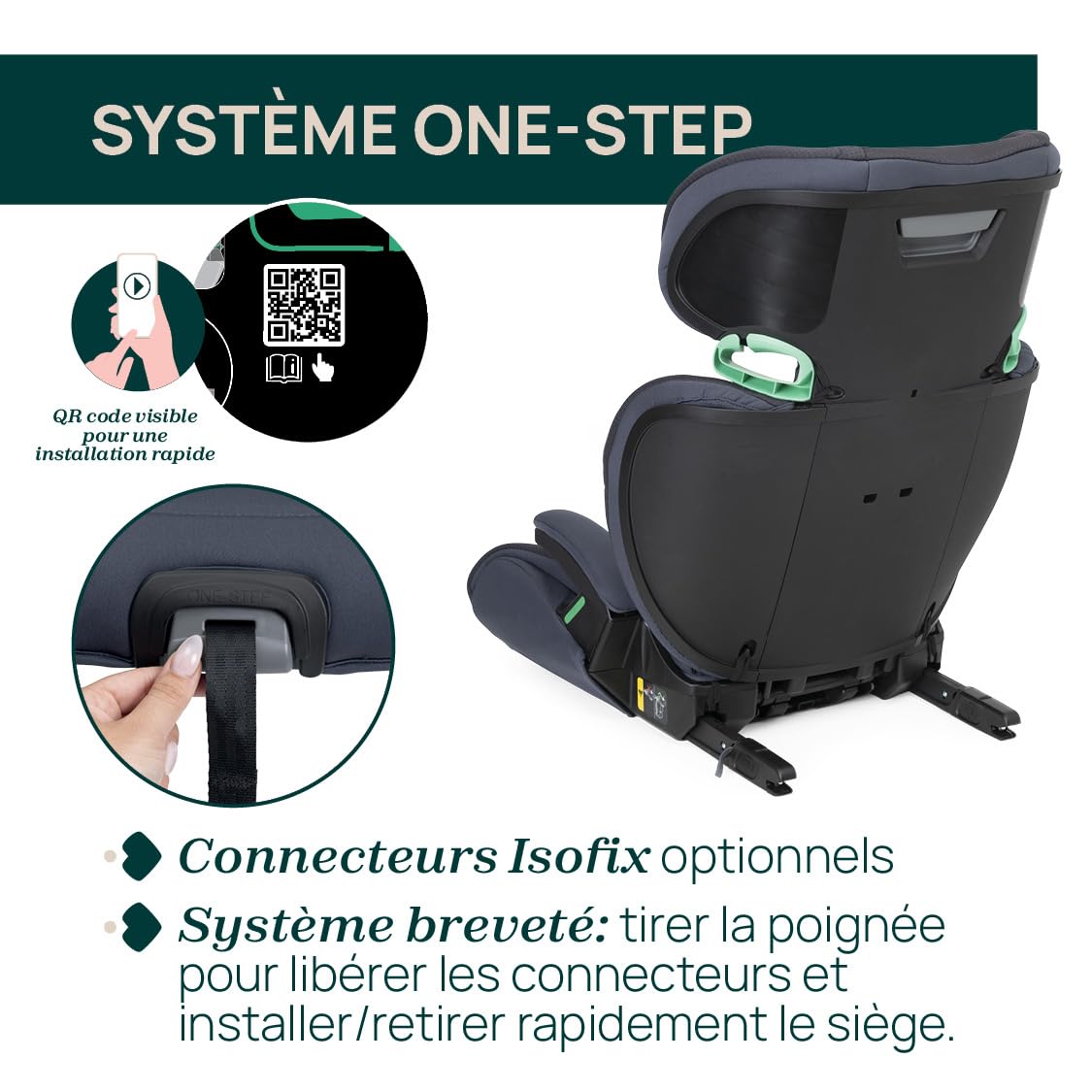 Chicco, Quizy i-Size, siège auto pour enfant 3-12 ans (100-150 cm), facile à installer avec le système Isofix, inclinable, réglable en hauteur, avec accoudoirs rembourrés et assise confortable, Bleu
