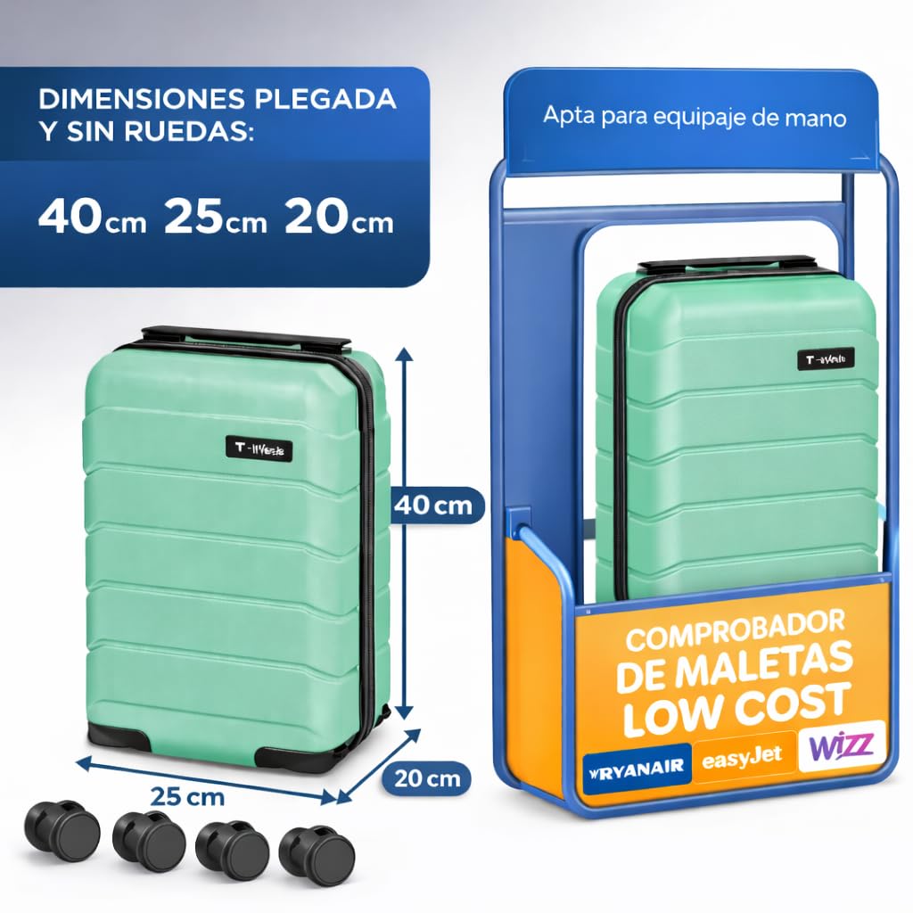 Maleta de Viaje Cabina 40x25x20cm 20L Upfly Underseat 16 XXS con Ruedas Desmontables