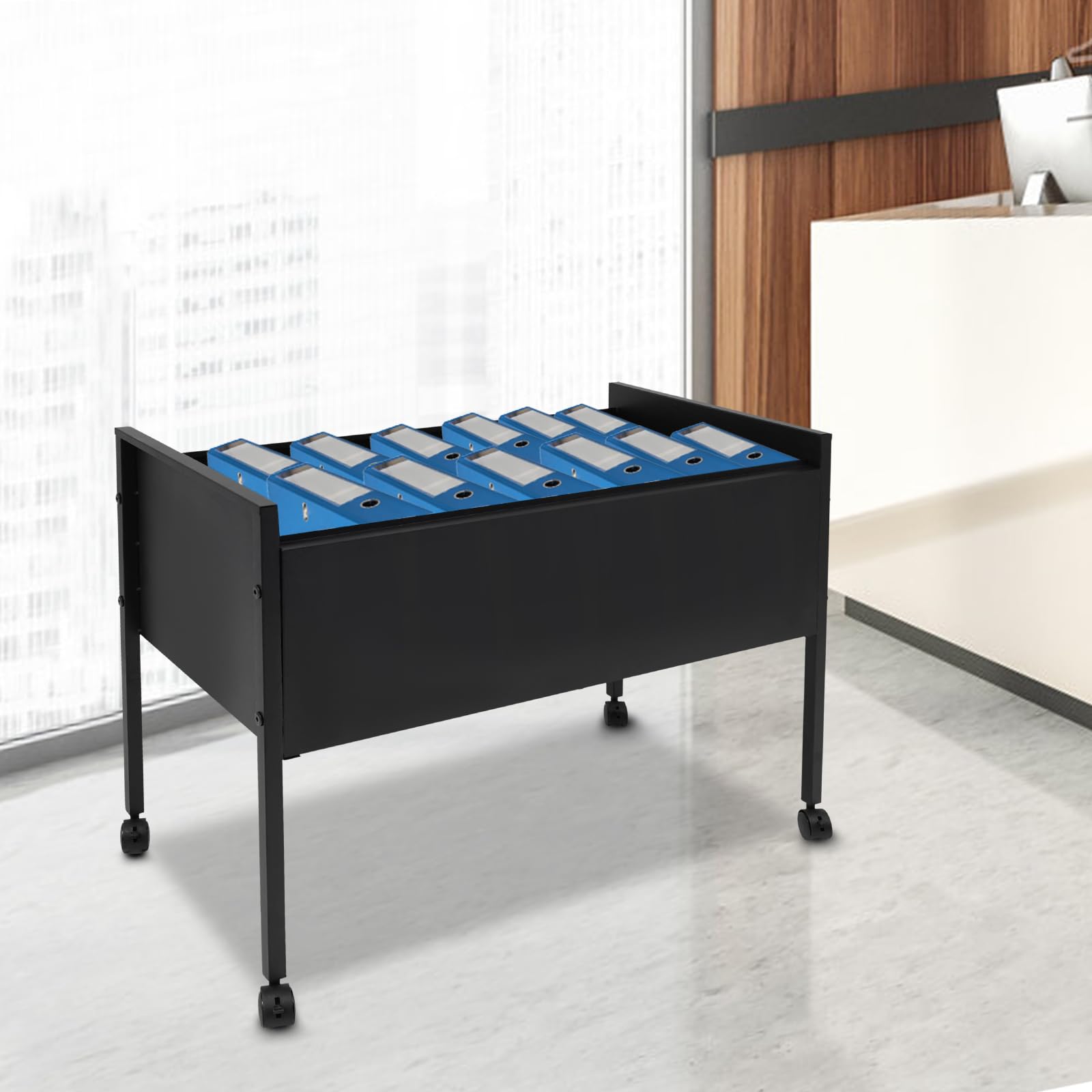 Hängemappenwagen Hängeregistraturkorb für 100 Hängeregister,Rollbarer Aktenschrank 80 * 42.5 * 60cm Hängemappenregal für Büros Konferenzräume Arbeitszimmer