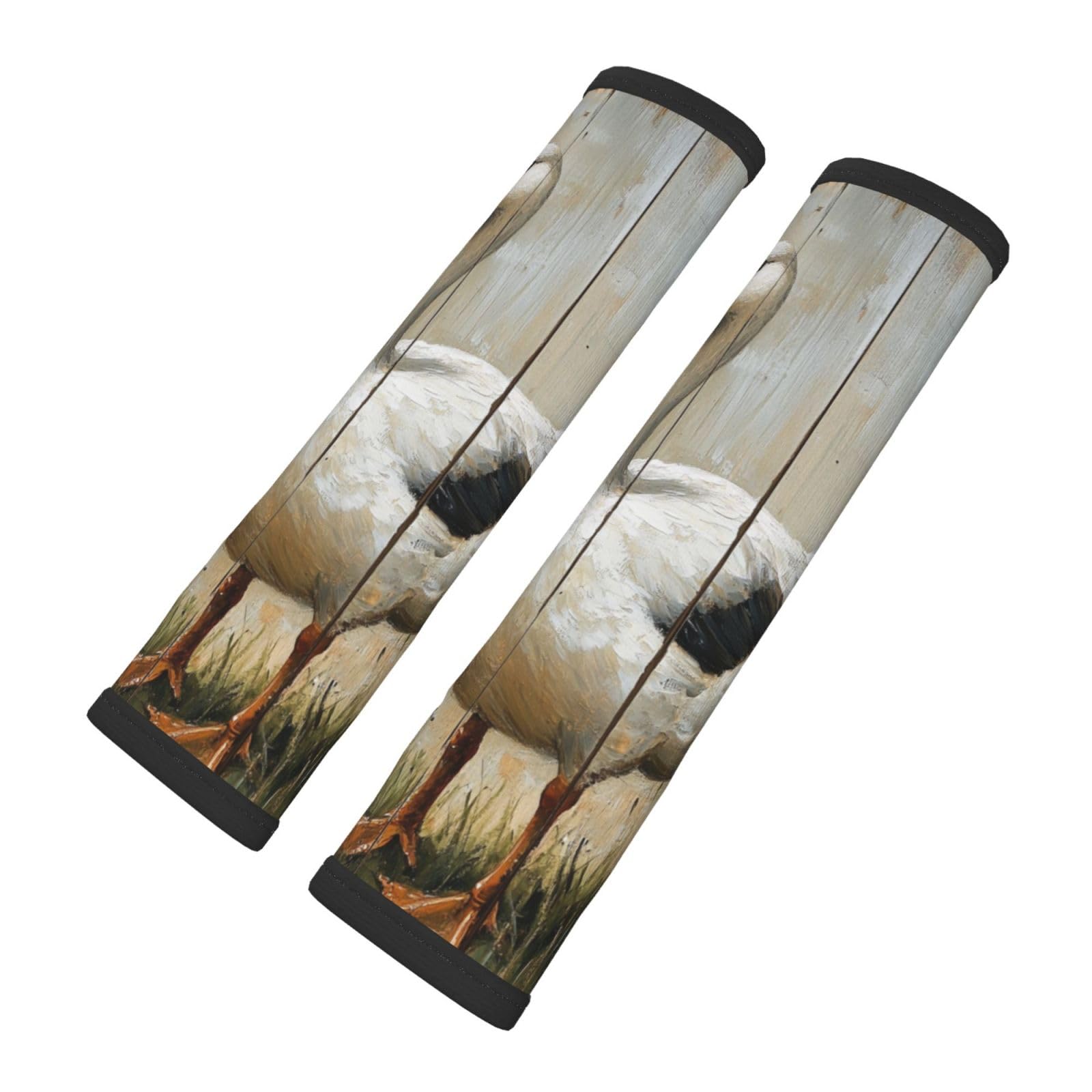 White Duck Standing On Grass Car Seat Belt Cover 2 Pack Seatbelt Strap Shoulder Pad Protector Universal Comfort for Car
