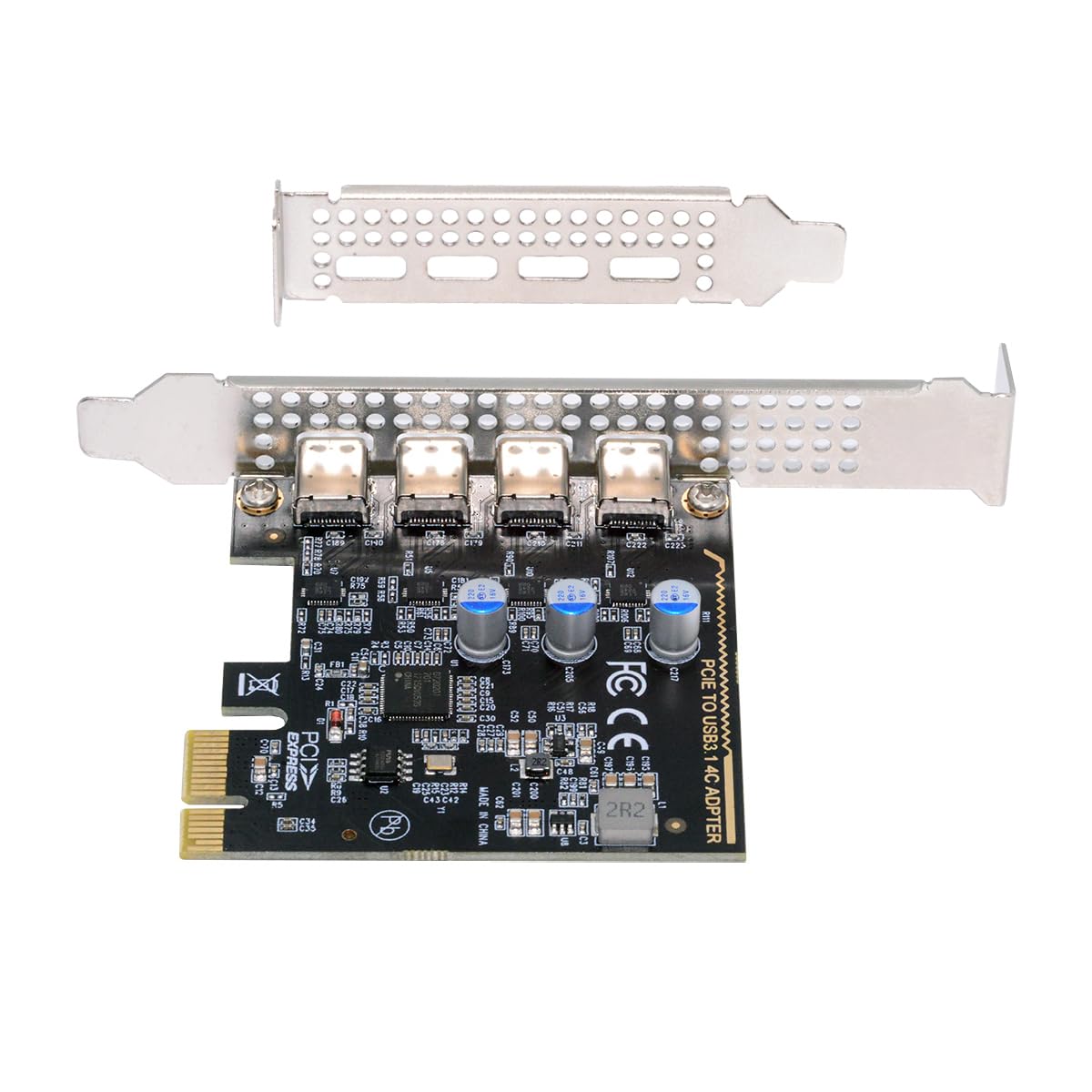 CY Adattatore scheda di espansione HUB PCI Express per scheda madre, 4 porte USB 3.1 Gen1 Type-C USB-C femmina a PCI-E, 5 Gbps, con supporto a basso profilo uPD720201