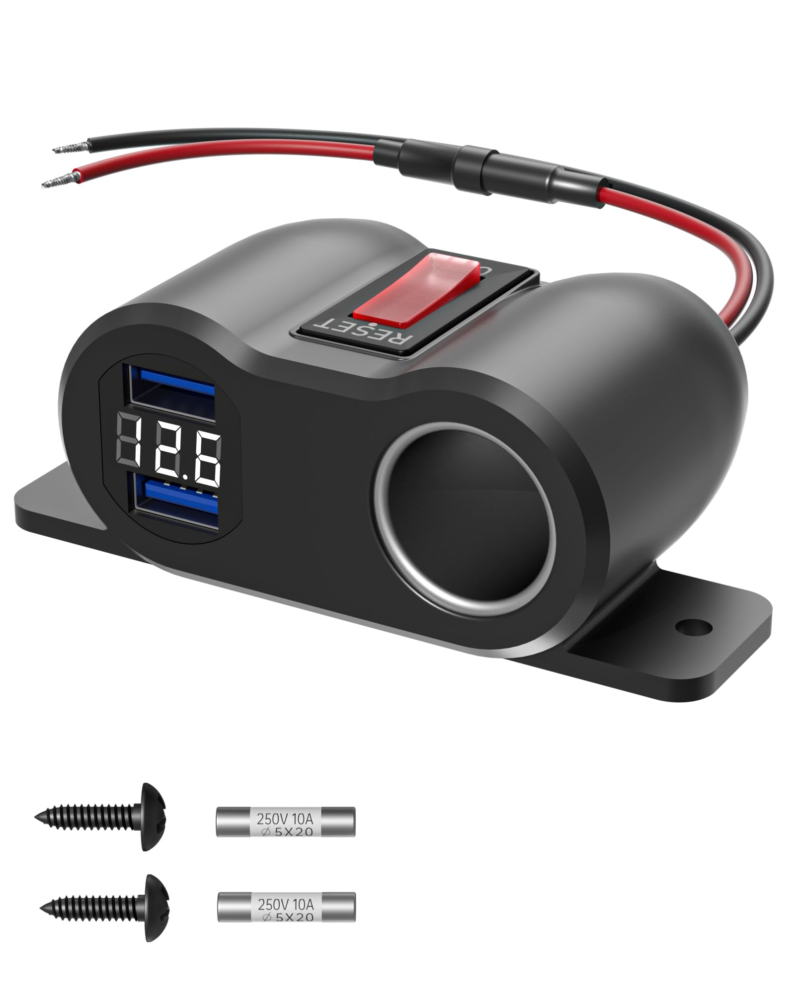 12 V 36 W QC3.0 wtyczka ładowarki USB, 120 W, rozdzielacz gniazda zasilania ładowarka samochodowa szybkie ładowanie z diodą LED do samochodów 12V/24 V łodzi kempingowych
