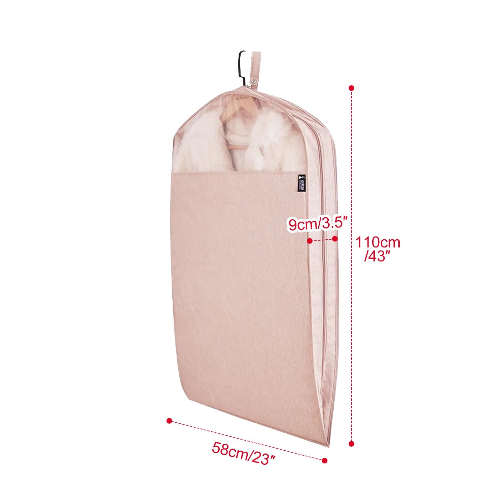 5pcs Fundas Ropa Fundas for Armarios Ventana Visible Bolsa de Traje Antipolvo for Almacenamiento de Vestidos Funda de Ropa Viajar(Pink,58x110cm/23x43in)