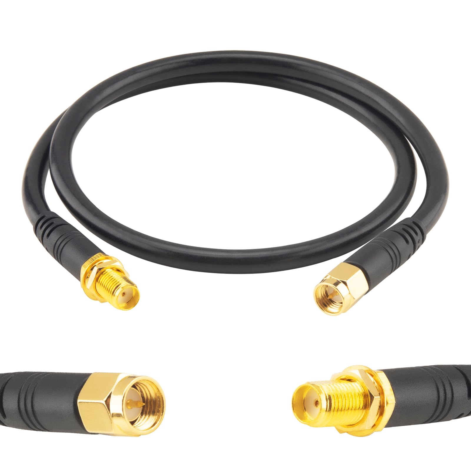 Câble Coaxial RG58 RP-SMA 10m Amélioré – Extension Antenne WiFi 4G/5G Faible Perte Mâle Vers Femelle SuperFlex