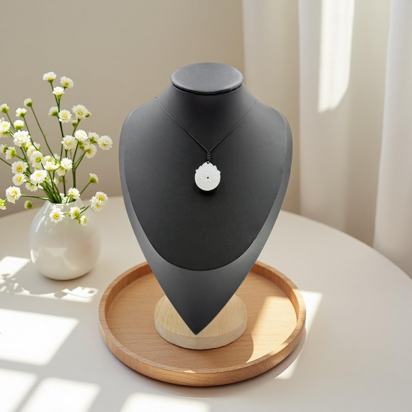 Jade Pendant Necklace, Healing Stone Necklace, Handcrafted Natural Healing Pendant for Men and Women - Infused with Chakra Energy to Attract Wealth, Luck and Health (Lotus) - Image 4