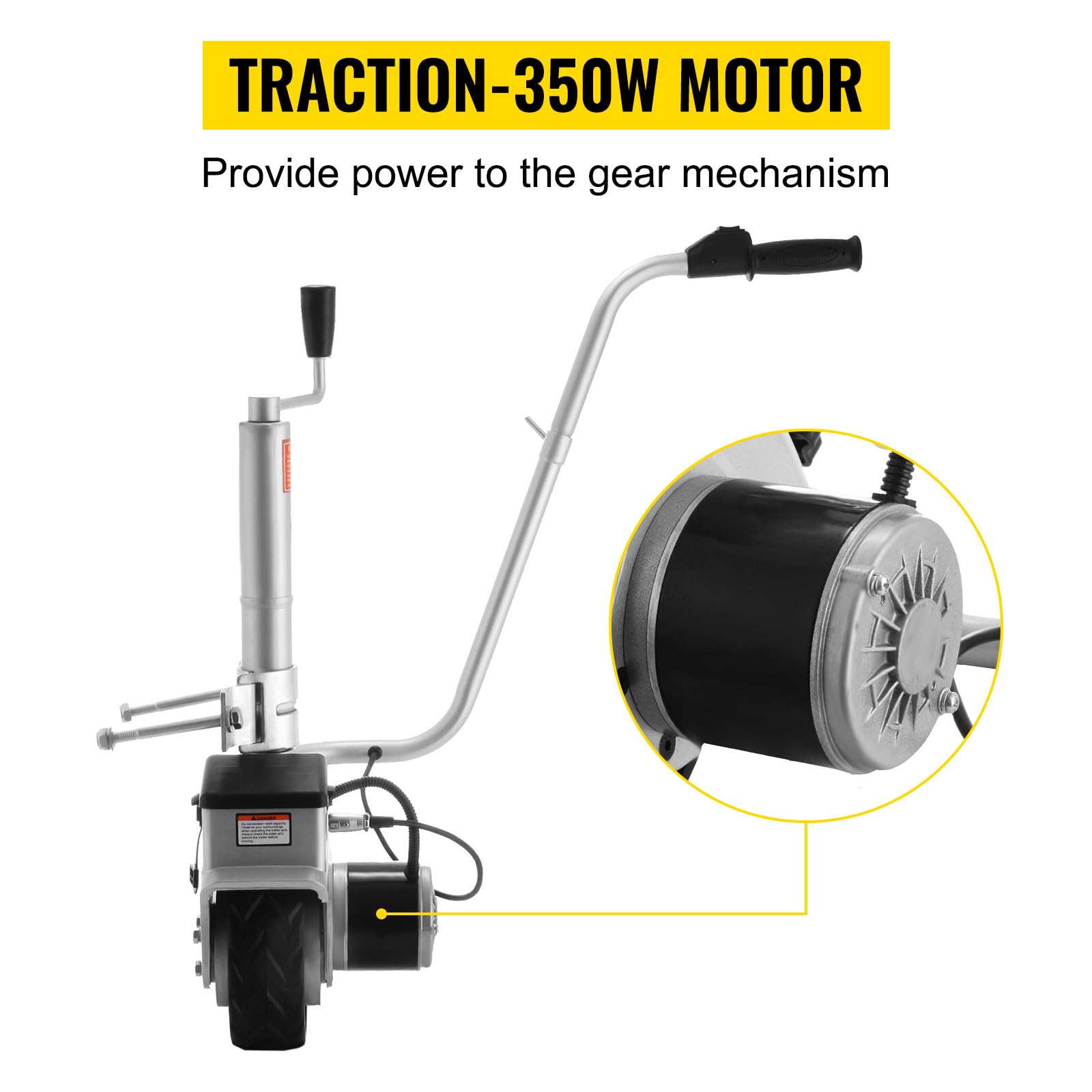 Jockey koło 12 V 350 W z napędem elektrycznym do przyczep maks. 272 kg, 7,5 "x 2,8" gumowa opona, wózek do przyczepy 2268 kg - kompatybilny ze wszystkimi typami przyczep