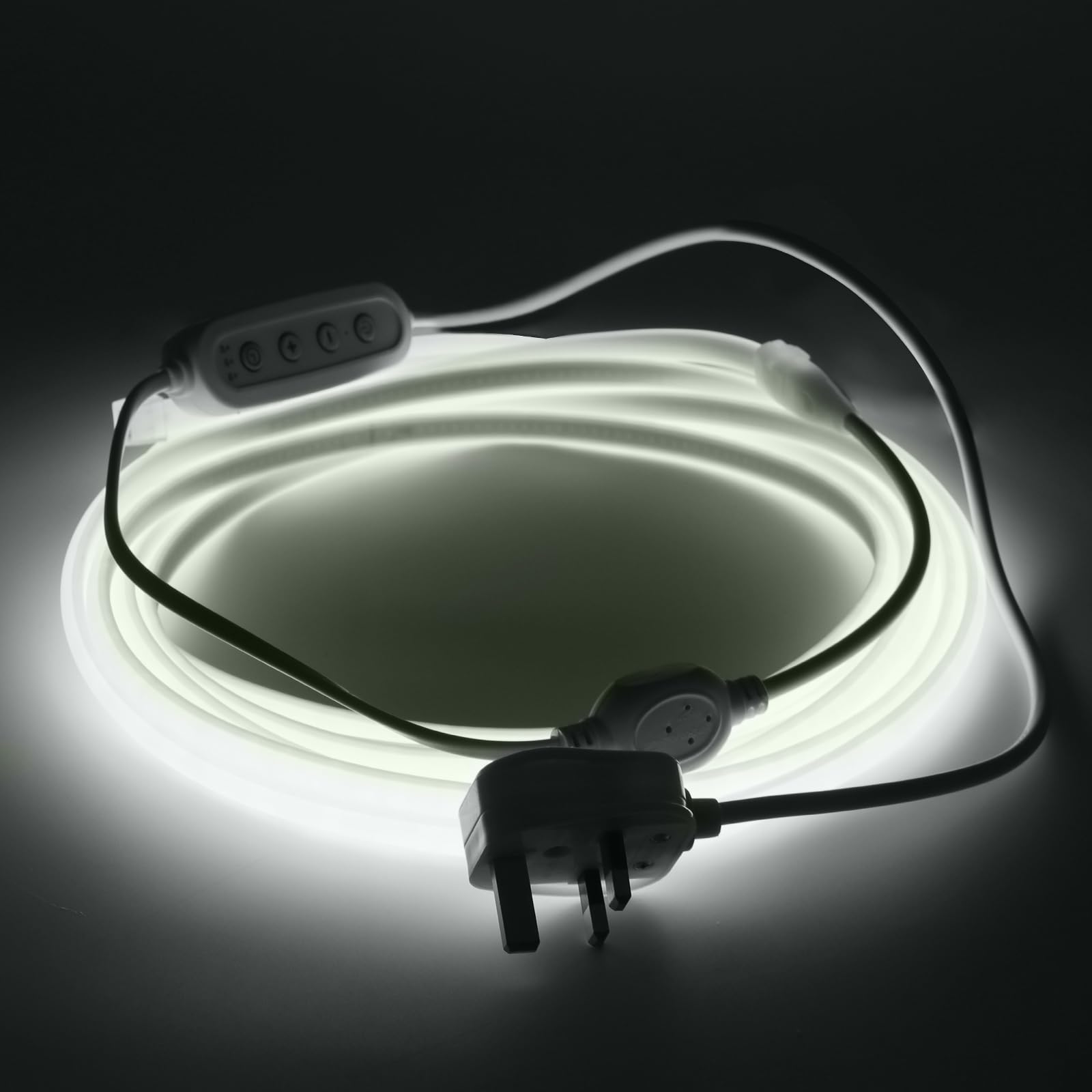 Wisada 220V Dimmable Timer COB LED Neon Strip [4M, White 6000-6500K], IP65 Waterproof Flexible, 288 LEDs/M Cuttable FCOB LED Strip CRI90+, Home and Store Decoration