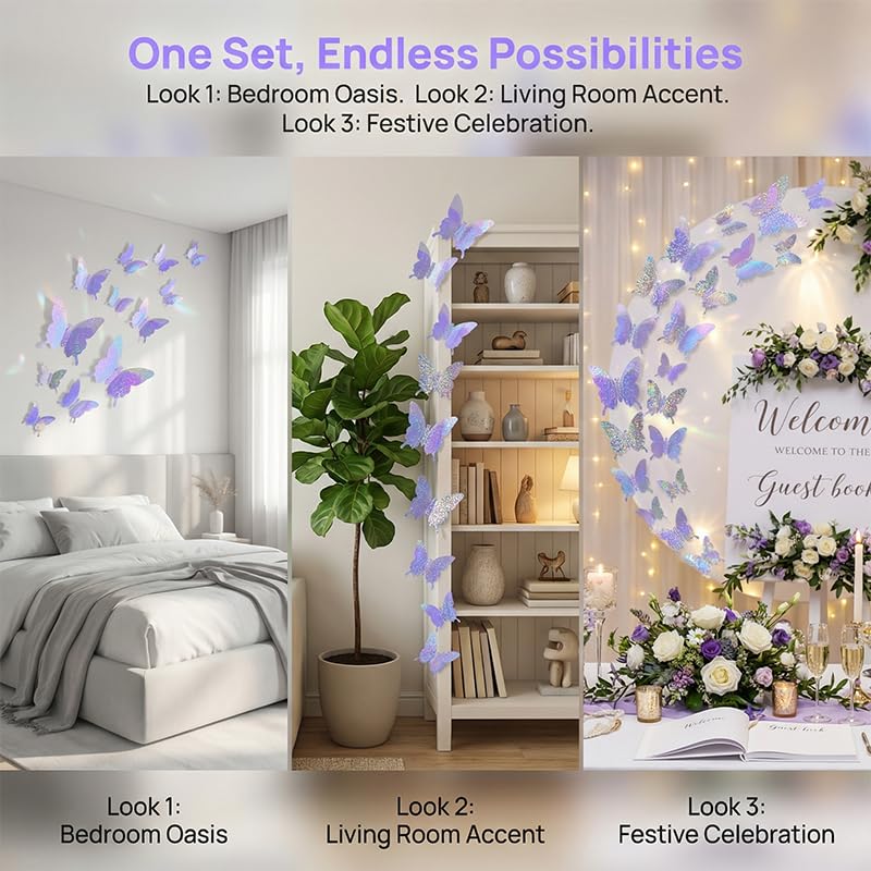 12 vinilos 3D mariposas adhesivas decorativas miniatura 4