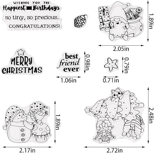 Miniatura 9 de Hying Gnomos de palabras de Feliz Navidad sellos transparentes para hacer tarjetas árbol de Navidad copos de nieve sellos de goma transparentes para
