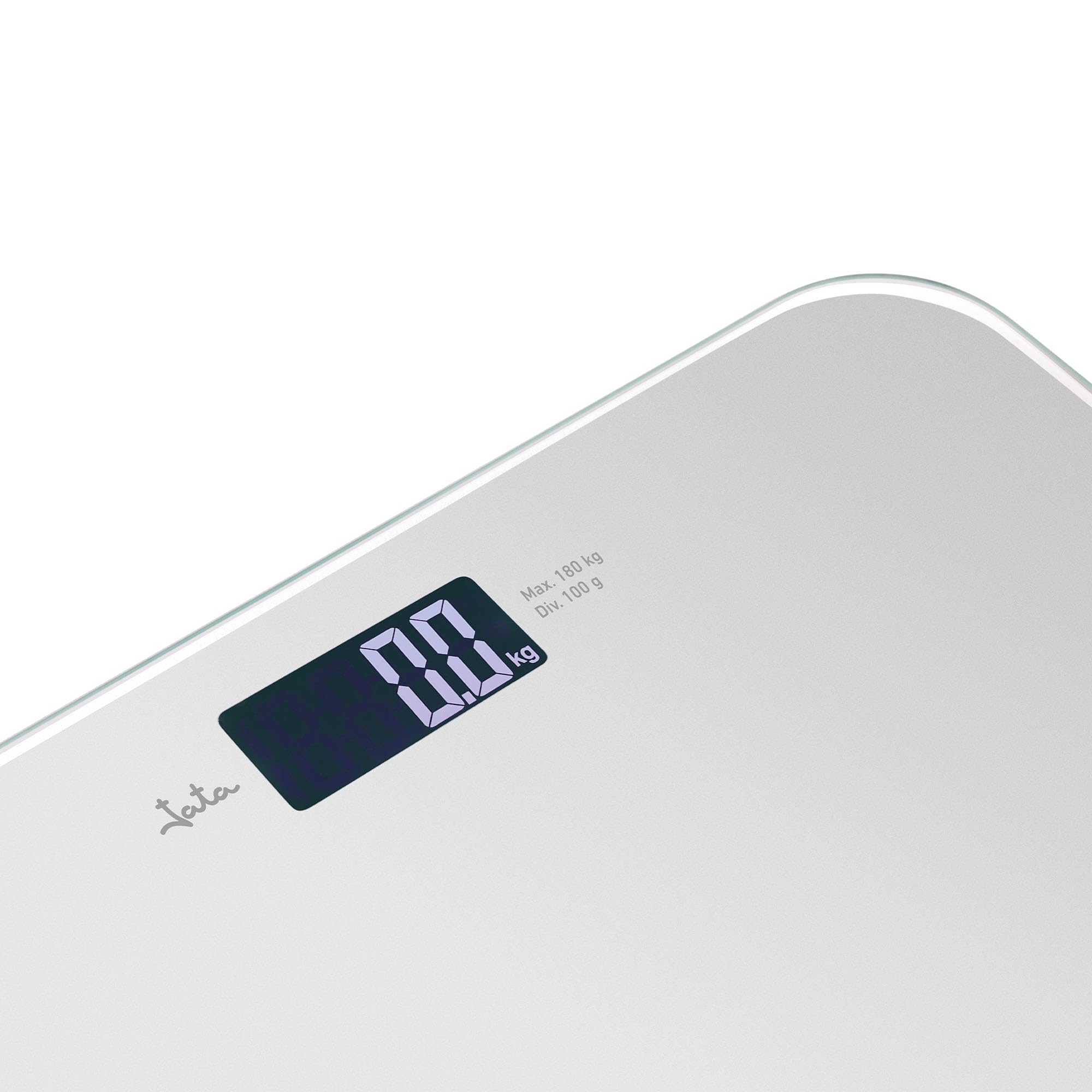 Jata Hogar HBAS1292 - Bilancia da bagno digitale. Con display LCD. Fino a 180 kg. Compatta: 28 x 28 x 2 cm. Accensione e spegnimento automatico. 4 sensori. Bilancia bagno alta precisione