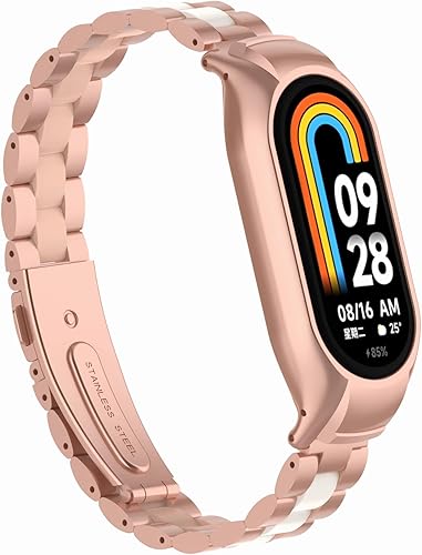 Miniatura 2 de Bandas de metal compatibles con Xiaomi Mi Band 8, pulsera de repuesto de reloj de acero inoxidable con marco de metal para Xiaomi Mi Band 8 Bandas