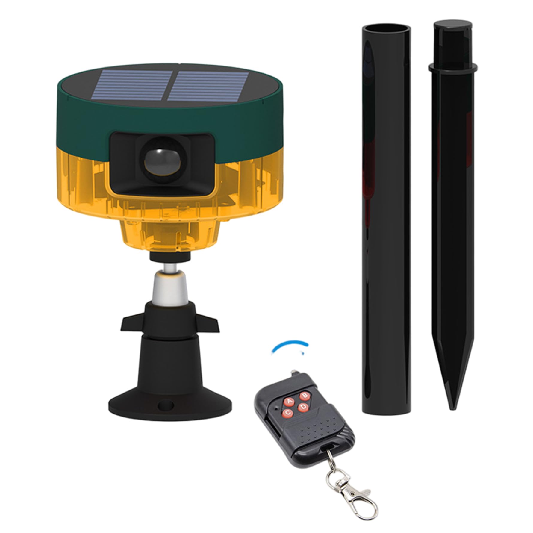 Faroby Yellow Solar Outdoor Motion Sensor Alarm-Dog Barking, Barking Dog Alarm 13 Sounds, Motion Detector Support Recording For Home