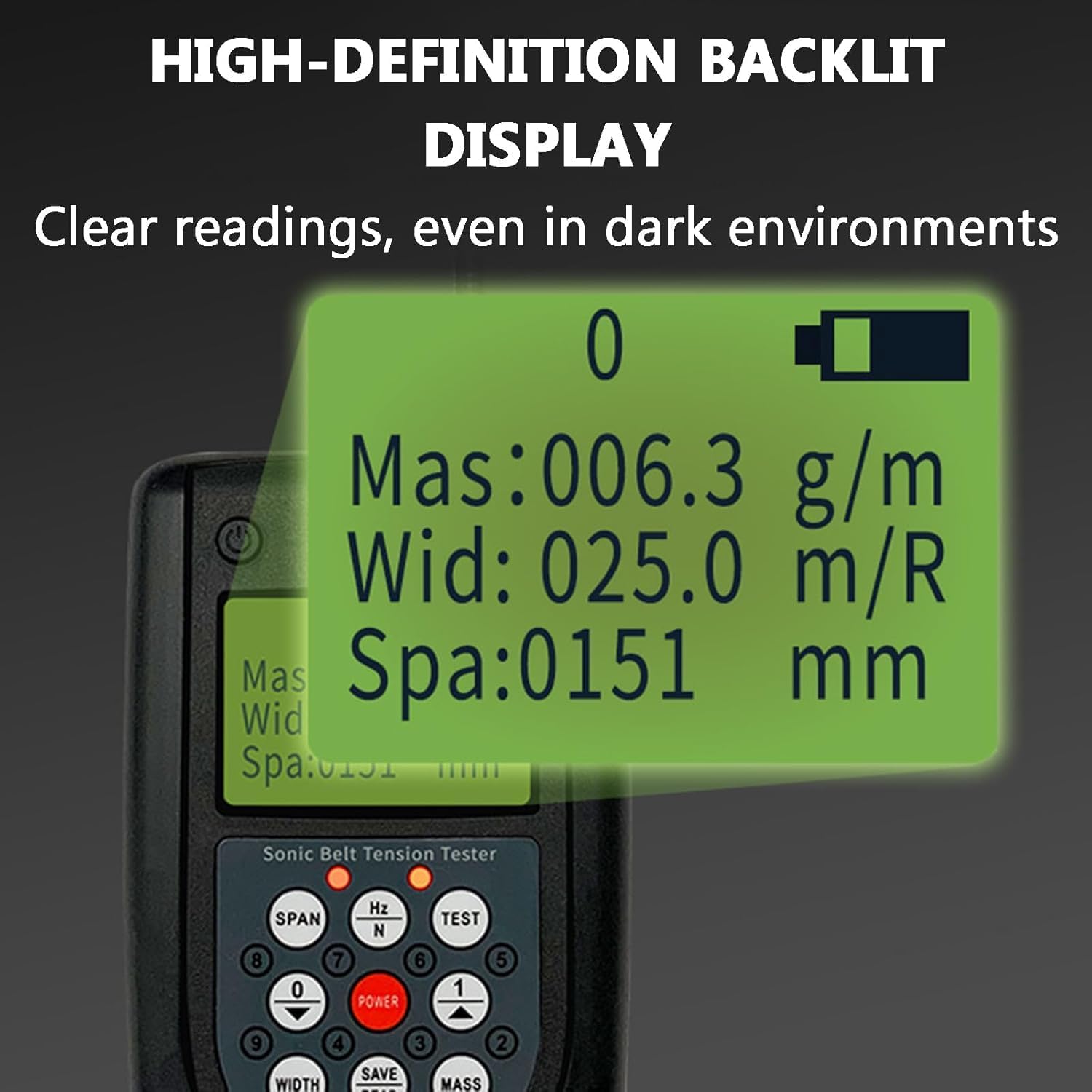 Tenditore Ottico per Cinghia 10-680Hz, Tester Sonico con Display LCD