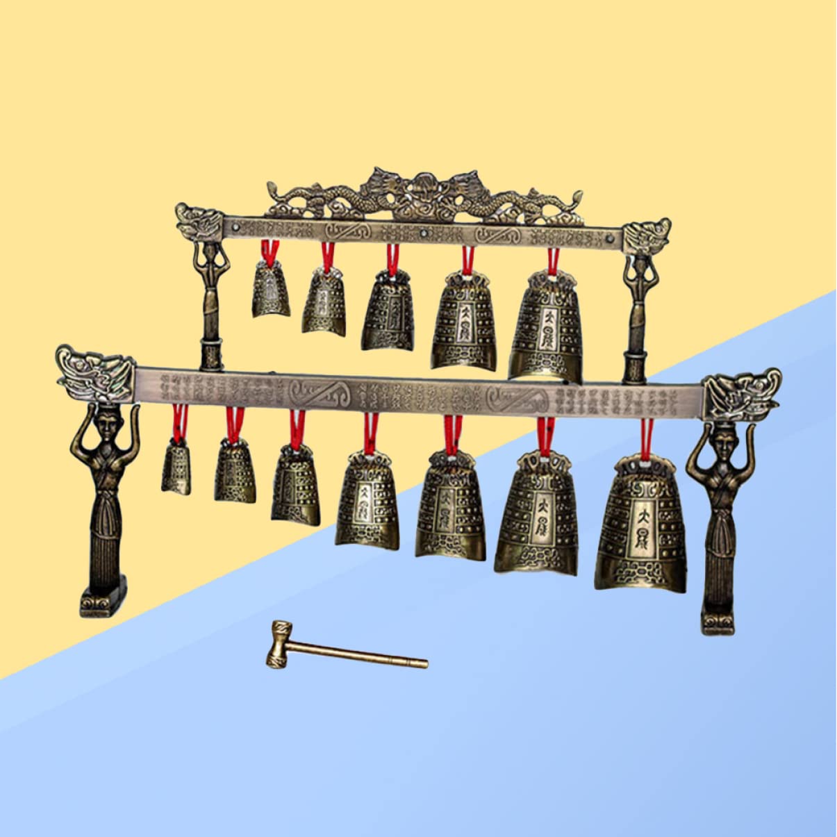 Strumenti Cinesi in Bronzo Doppia Strata, Tradizionali Arte Popolare Cinese, Campanelli Cinesi Eolici, Musicale Cinese a Percussione Strumento decorazione, Viaggiare Souvenir