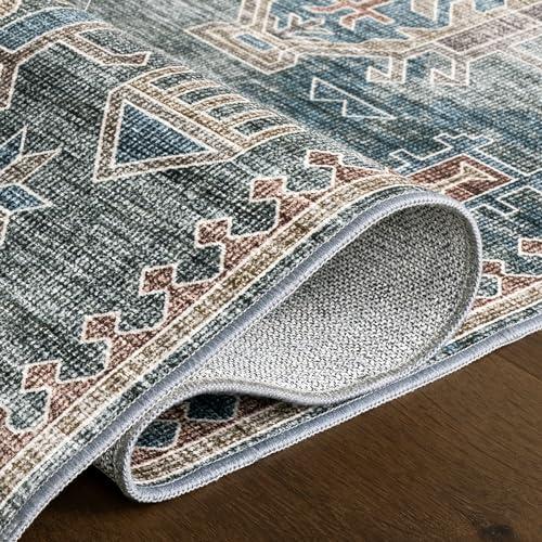 nuLOOM 8' x 10' Machine Washable Area Rug with Waterproof Spill Proof Surface, Non Slip Backing and Stain Resistant for Living Room, Bedroom, Kitchen, Dining Room, Philomena Green