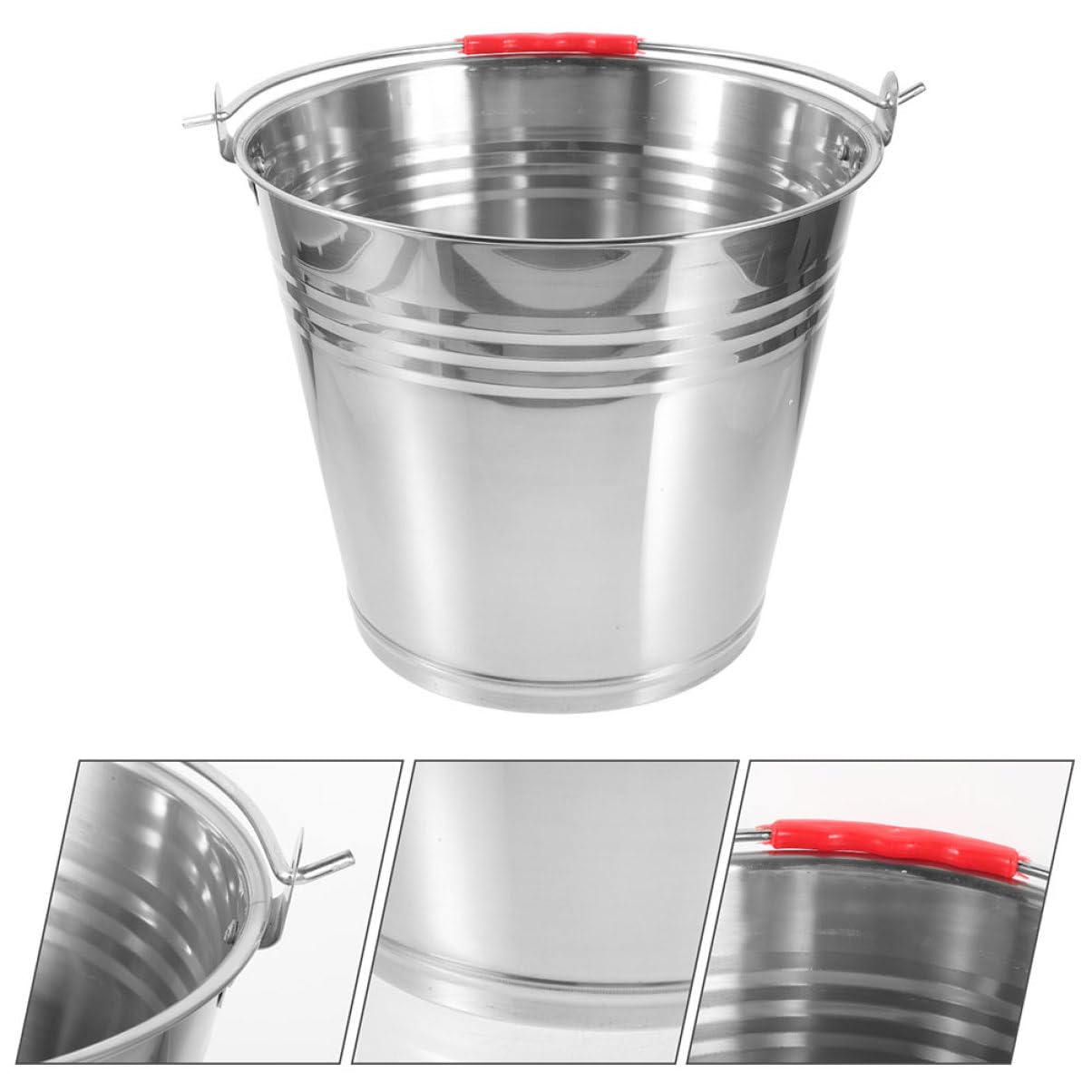 Cubo de Acero Inoxidable para Caballos 10l Asa Portátil | Plata, Fácil de Limpiar, Uso Múltiple, para Caballo y Potro, Adecuado para Agua y Alimento en Establo