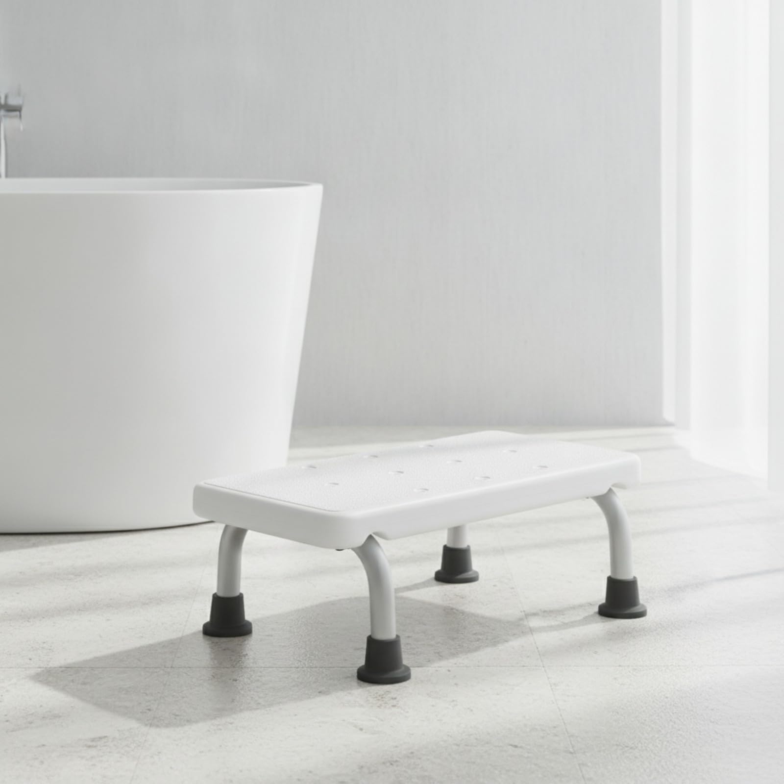 Taburete Ducha Antislizante | Asiento Ducha con Agujeros Drenaje, Compacto, Silla Baño, Negro