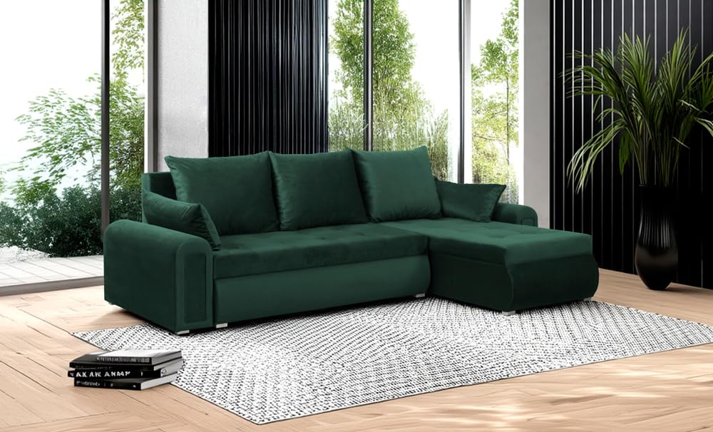 Forli Ecksofa 232x143x80cm Grün Wohnzimmer Couch Schlafsofa