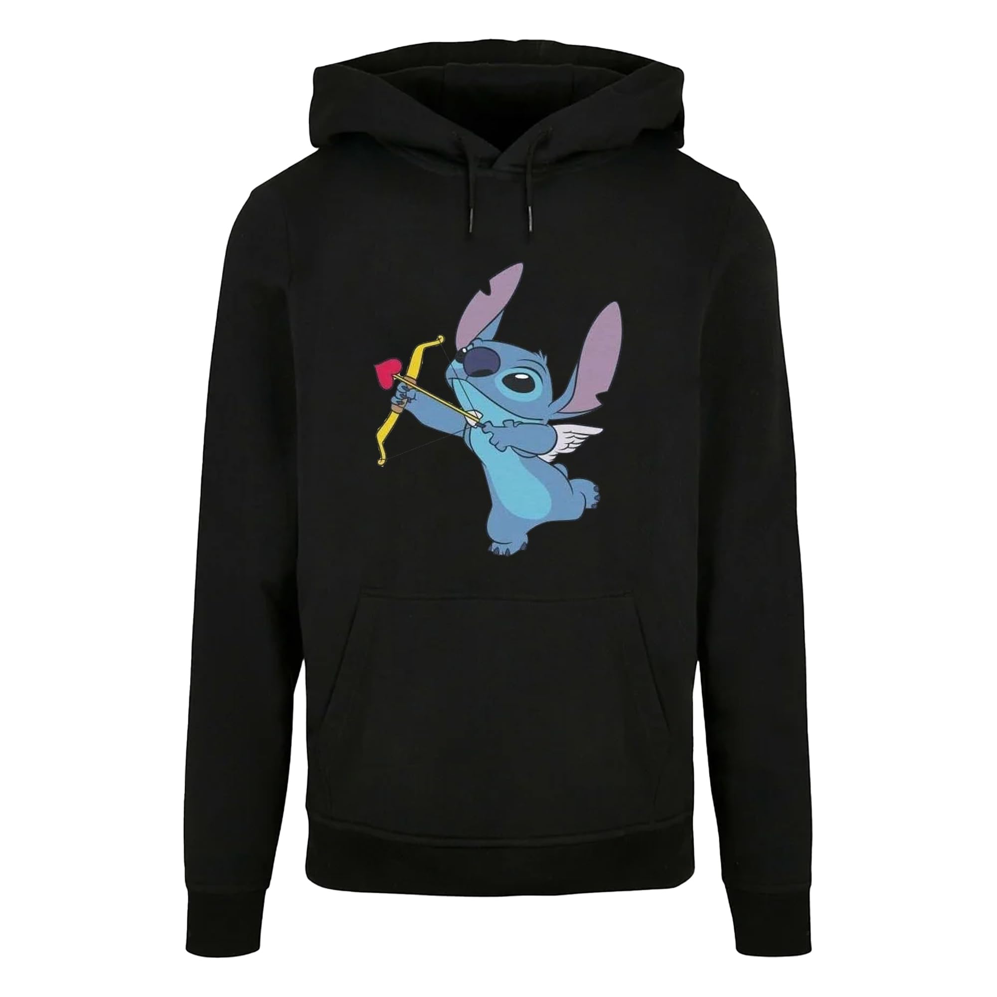 Absolute Cult Women's Black Disney Lilo And Stitch Stitch Cupid Valentines Hoodie XX-Large