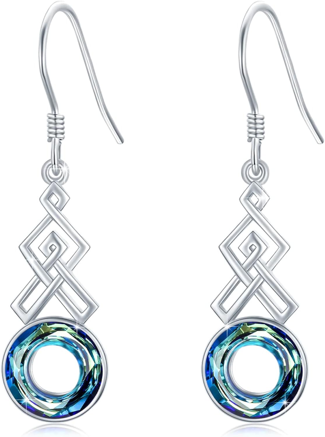 Pendientes de nudo celta para mujer Pendientes celtas de cristal de plata de ley 925 Pendientes de palanca Pendientes de lágrima Pendientes hipoalergénicos Joyas Regalos para niñas