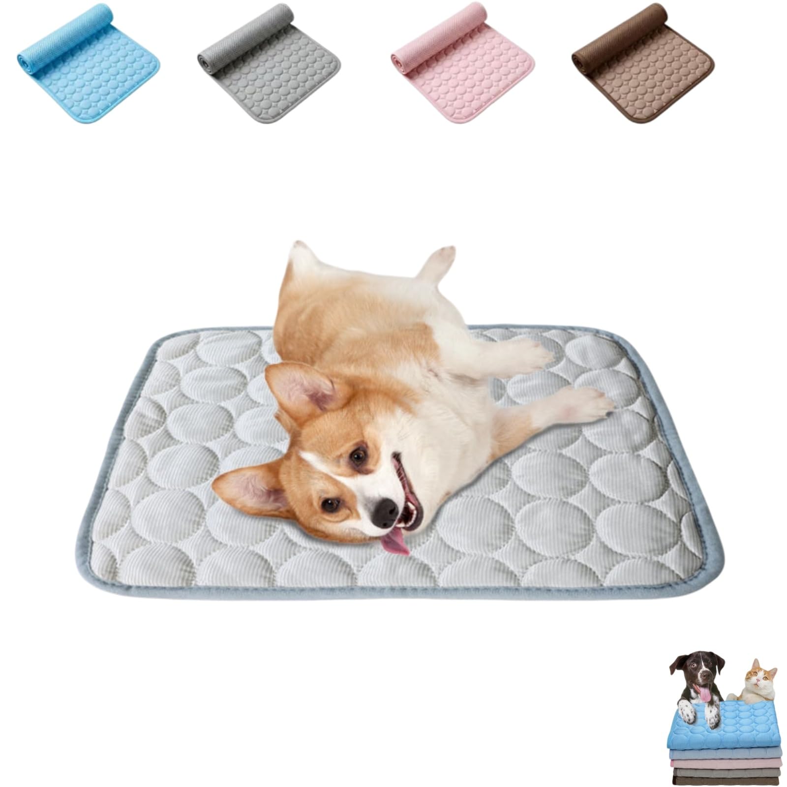 The Dog Hub Arctic Cooling Dog Mat, Self Cooling Foldables Mat for Dogs Cats (Gray,L-70X55CM)