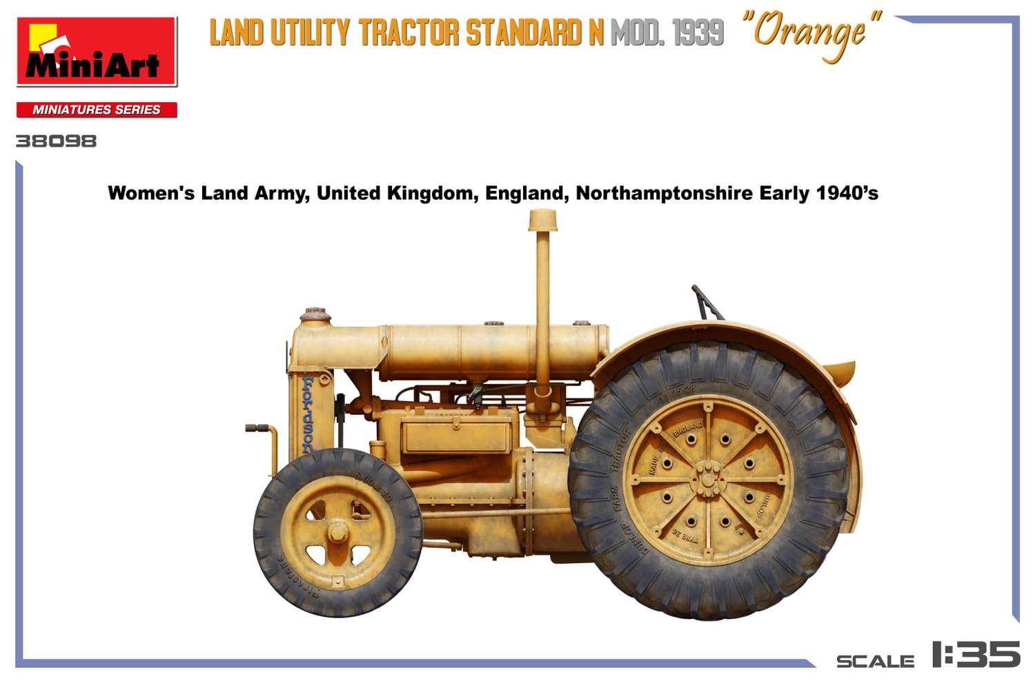 Mini-Art MA38098 Land Utility Traktor Standard N Orange 1939 Modell, Kunststoffmodell
