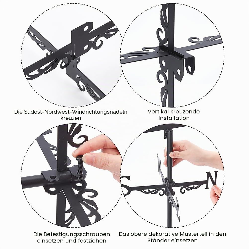 SUPERDANT Wetterhahn Mit Feen Löwenzahn Windrichtungsanzeiger Aus Feen Metall Wetterfahne Dekorative Windrichtungsschilder Wetterfahnen Für Dach Bauernhaus Garten Rasen Dachdekoration