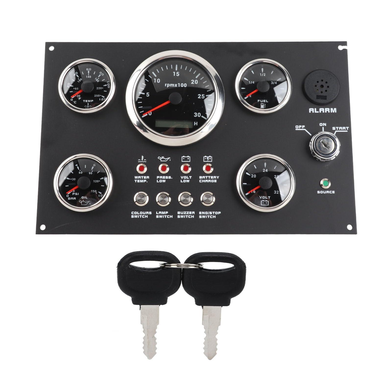 Digital Gauge, medidor de clúster RPM Nivel de Presión de aceite Temperatura de agua Voltaje 7 Flight de color para yates para botes de vehículos recreativos