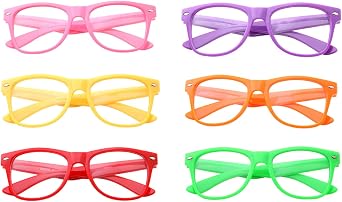 grinderPUNCH Pack of 6, Kids Nerd Fake Glasses Clear Lens Small Frame Childrens Age 3-10