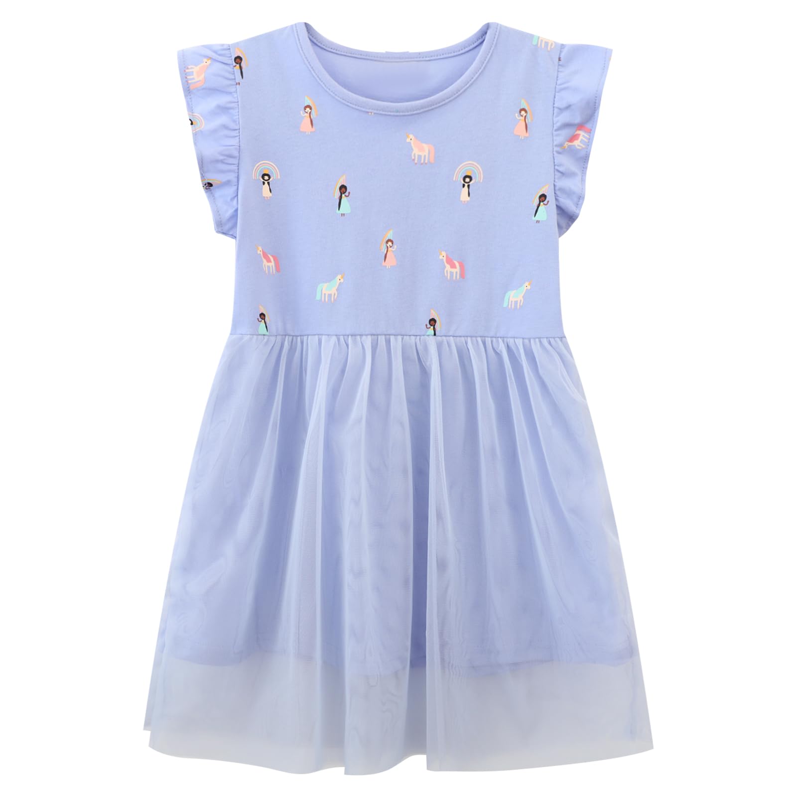 Codkkre Vestidos de niña Vestido Unicornio Princesa Tul Fiesta de Verano Vestido Festivo 2-7 años