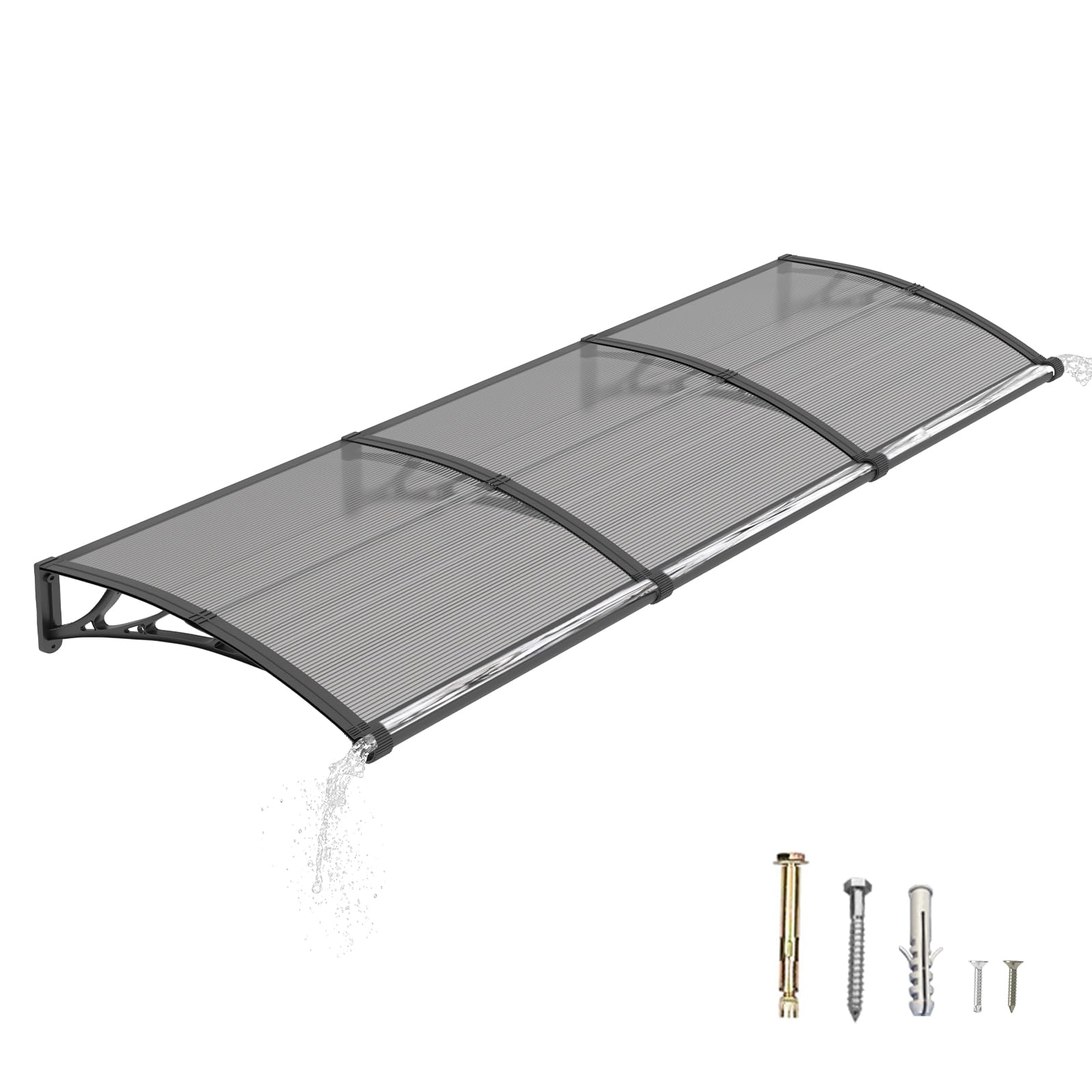 DAWNINGHOMM Awning for Door Entrance 40 x 120 Inch, Exterior Door Awning Canopy with Drainage & ABS Bracket, Polycarbonate Cover for Door Window