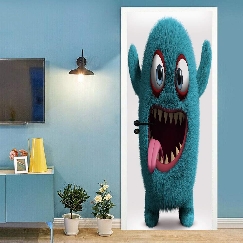 Sticker de porte trompe l'oeil interieure papier peint autocollant amovible escaliers